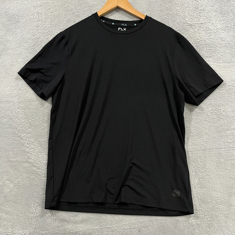 FLX Urban Commuter T Shirt Mens L Black Stretch Crew Neck Gym Moisture Wicking